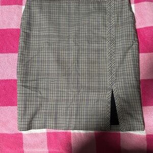 Ann Taylor Black and White Mini Pencil Skirt with Slit